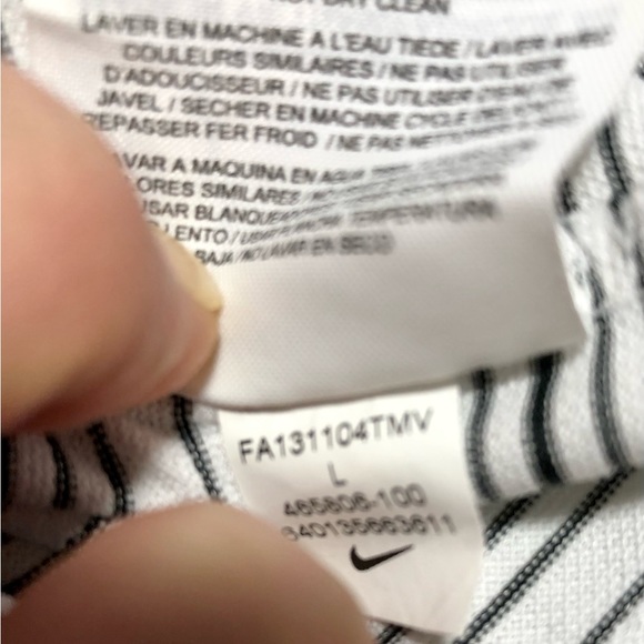 Nike Golf Polo Men’s Lg White Grey Stripes Dri Fit Lightweight Spring Weight - Picture 7 of 7